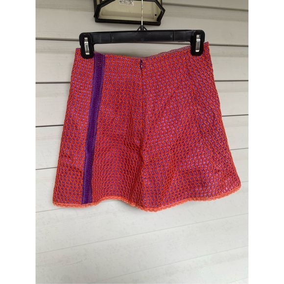 Cecilia Prado Orange Mesh Overlay Purple Mini Skirt, Size Small / Petite - Picture 7 of 12